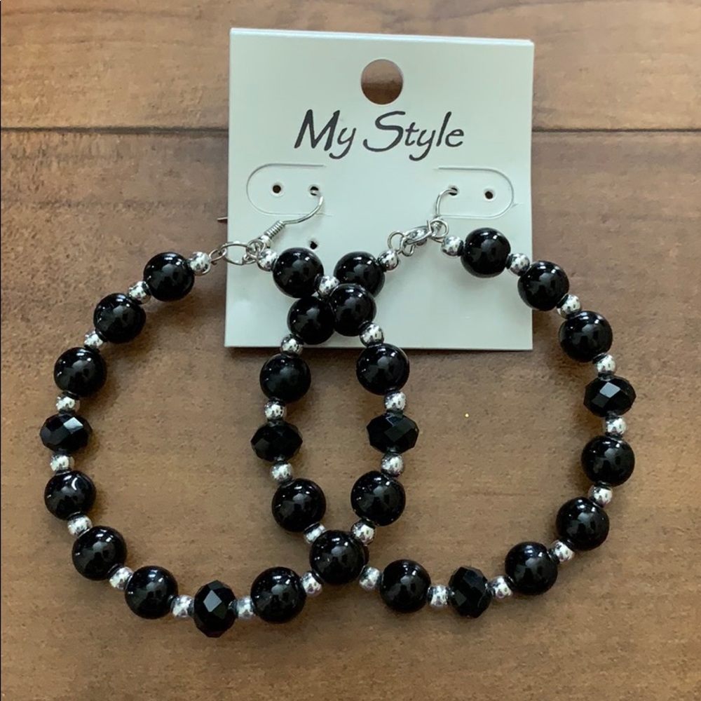 My style black and silver hoop earrings